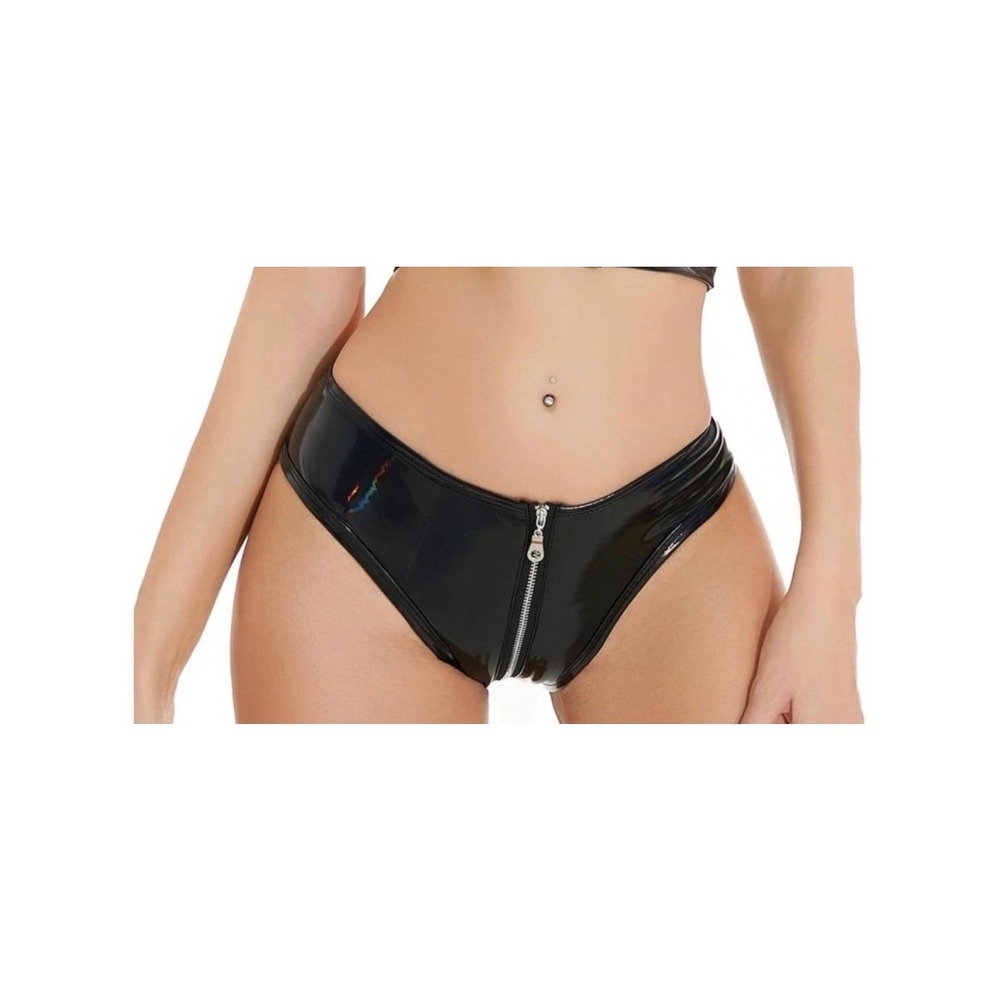 Womens 2XL Black Faux Leather‎ Zippered Hot Pants High Cut Rave Clubwear Shorts